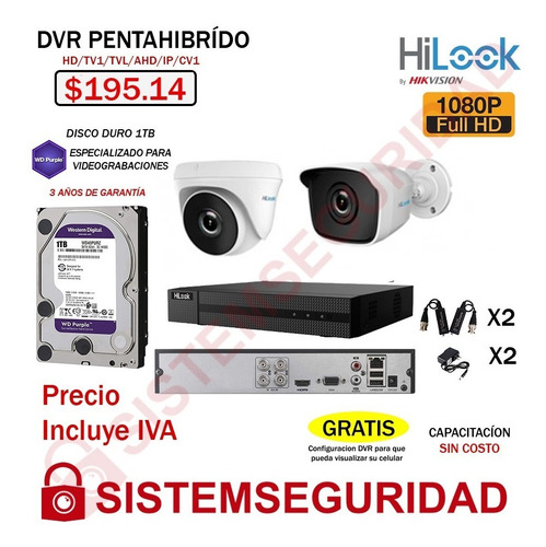Imagen 1 de 10 de Kit 2 4 6 8 16 Cámaras De Seguridad 1080p Hilook