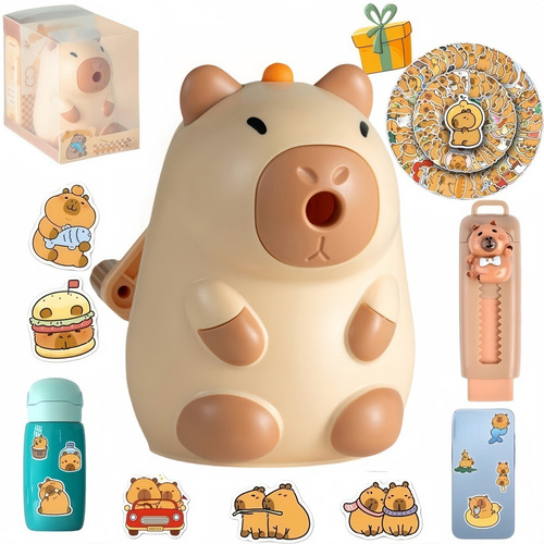 Sacapuntas Con Forma De Capibara Con Pegatinas