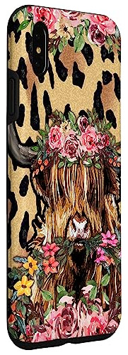 Funda Para iPhone XS Max Scottish Highland Cow Flowers Fa-02