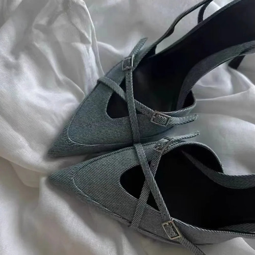 Sandalias Mule De Tacón Alto Con Punta Puntiaguda
