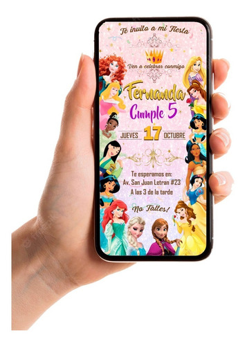 Invitación Digital De Princesas Disney