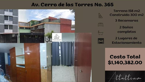 Casa En La Delegación Benito Juarez, Col. Campestre Churubusco, Av. Cerro De Las Torres No. 365, Cuenta Con 2 Lugares De Estacionamiento.   Nb10-di