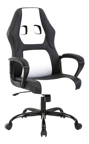 Silla De Cuero Para Escritorio Y Juegos, Bestoffice Giratori Color Blanco Material Del Tapizado Poliuretano
