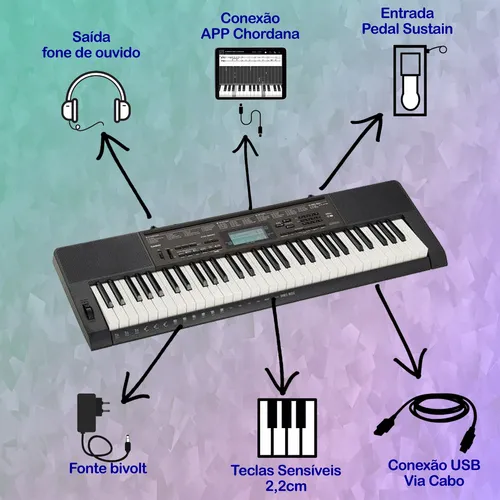 Kit Teclado Casio Ctk 3500 5 8 Capa Suporte Pedal E Fone