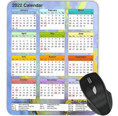 Mouse Pad Goma Antideslizante 24x20cm Calendario 2022