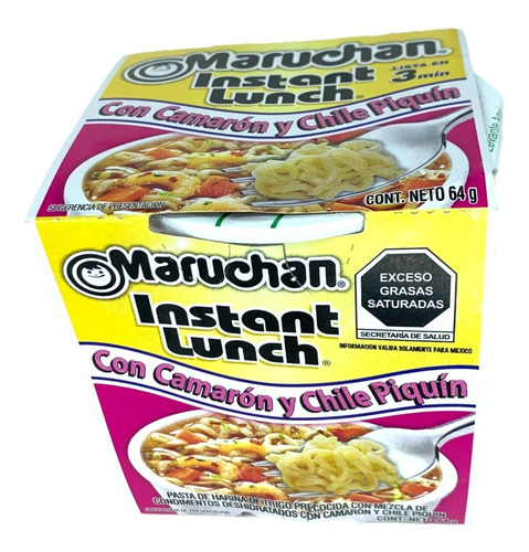 Imagen 2 de 5 de Sopa Instantanea Maruchan Con Camaron Y Chile Piquin 64 Gr