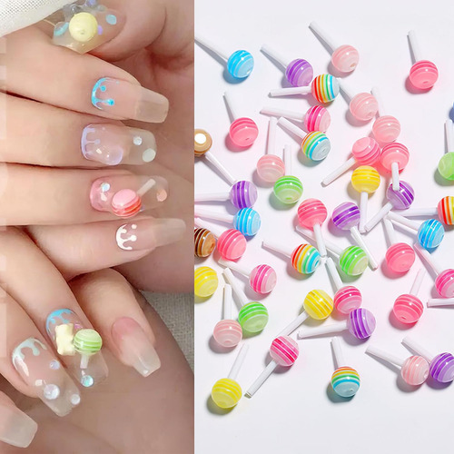 Dufeimoy Rainbow 100pcs Lollipop Charms De Uñas Lollipop, Ac