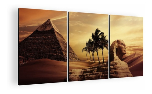 Imagen 1 de 5 de Cuadro Decorativo Mural Triptico Egipto 126x60 Mdf