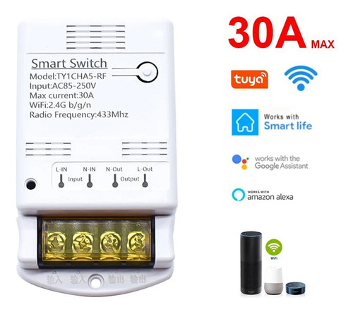 Módulo De Relé Wi-fi Inteligente 30a 220v Rf Controller 20a