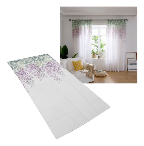 Cortinas De Gasa Bordadas Con Estampado De Flores De Glicina