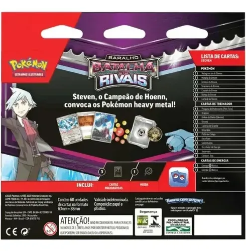 Deck Pokémon Batalha De Rivais - Steven Idioma Português Copag