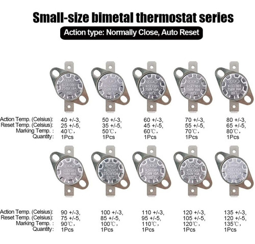 Imagen 7 de 7 de Termostato Termico No Y Nc Desde 40 A 135 C Termostatos New