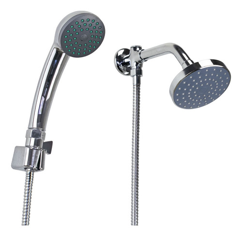 Ducha Flatt Abs 10 Cm C/ Chuveirinho Manual C/ Trava Acabamento Cromado Cor Prateado