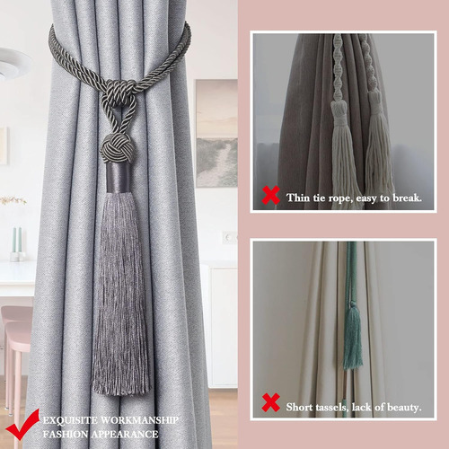 Paquete De 2 Alzapaños Largos De Cortina Con Borlas Hechas A