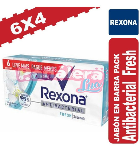 Jabón Rexona De Tocador Fresh Antibacterial Pack X 6