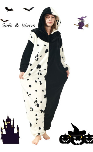 Homwerront Disfraz De Cruella Deville Mujer Mono Dálmata Con