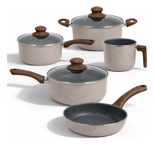 Jogo De Panelas Cerâmica Antiaderente Indução 5 Peças