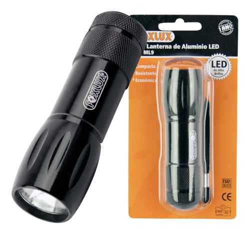 Lanterna Alumínio Pilhas 1 Led Mini Foxlux Cor da lanterna Preto Cor da luz Branco