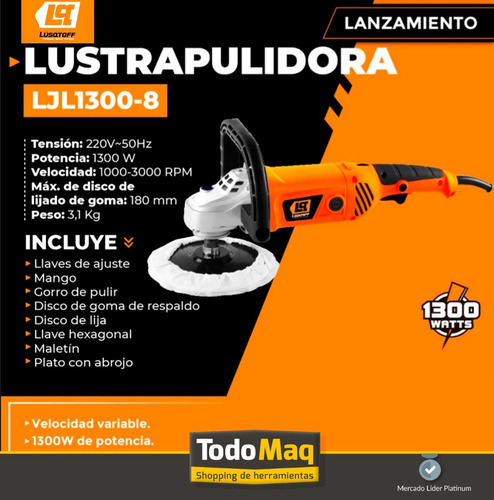 Imagen 5 de 7 de Lustrapulidora 1300w 3000rpm Vel.variable Lusqtoff C/maletin