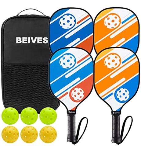 Beives Juego De 4 Raquetas De Pickleball De Madera