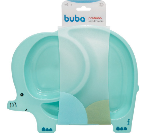 Prato Buba Infantil Bebê Com Divisórias Introdução Alimentar Cor Azul (elefante)