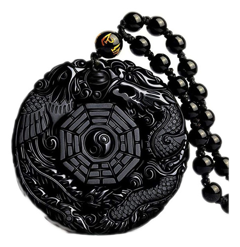 Z Collar De Obsidiana Negra Curativos Natural Dragón Fénix