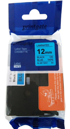 Cinta Rotuladora Alternativa Printgate Tz 531 Negro S/ Azul