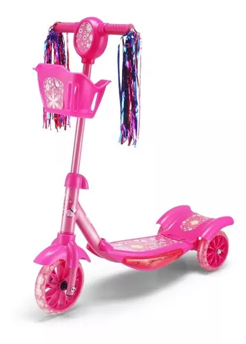 Patineta scooter con canasta monopatin con luces y sonidos para niña y niño  - Canela Hogar