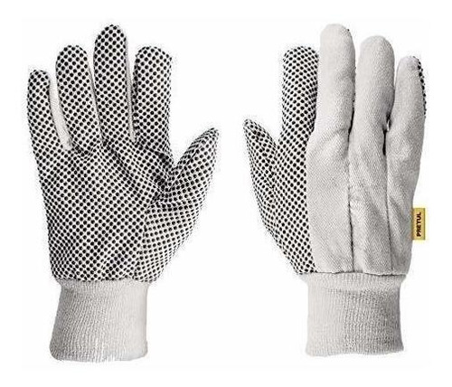 Guantes De Algodón Con Puntos Pvc En Palma, Unitalla, Pretul