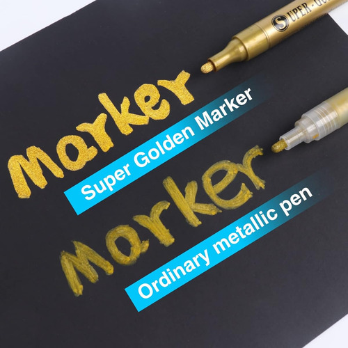 Marcadores Metalico Punta Media Con Glitter Multicolor 12 Pz