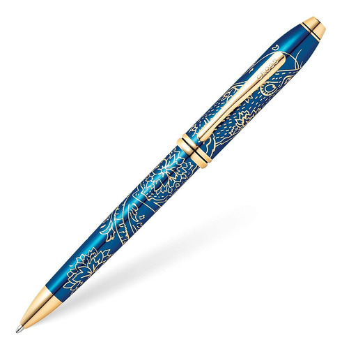 Boligrafo Lapicera Cross Edicion Especial Azul Con Oro 23k