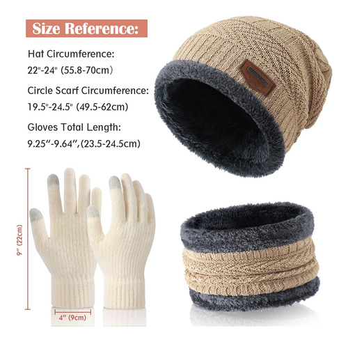 Conjunto De Guantes Invierno Y Gorro Táctil Calavera Nieve Color Diseño De La Tela