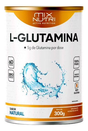 L-glutamina Pura Premium - Mix Nutri - 300g Sabor Natural