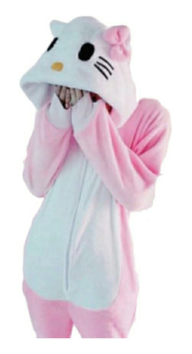 Mameluco Pijama Disfraz Kitty Rosa Felpa Polar Talla 4 
