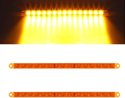 Partsam 2 Uds. 12 Tiras De Led Ámbar Led Barra De Estacionam