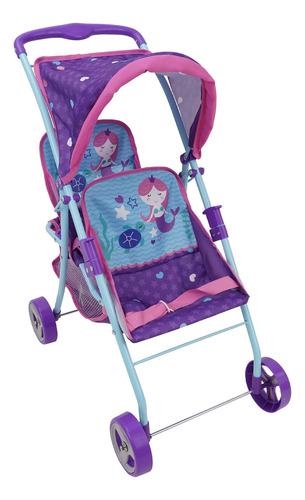 Cochecito De Muñecas Doble Con Toldo Retráctil Para Niños