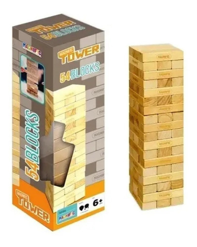 Imagen 1 de 5 de Juego De Mesa Torre Equilibrio Madera Magnific Tower 54 Pzs