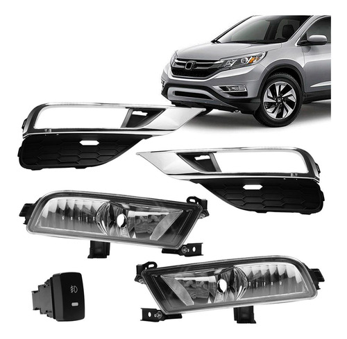 Kit Farol Milha Crv 2016 2017 2018 219 Moldura Friso Cromado