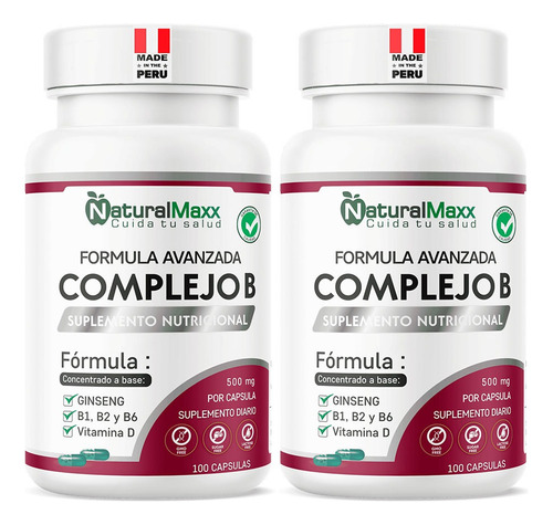 Vitamina B Complejo B Naturalmaxx 100 Capsulas Pack 2 Und 