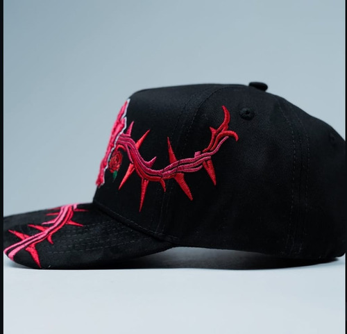Gorra N Y Jesucristo Negro Con Rosa Unica Lisa