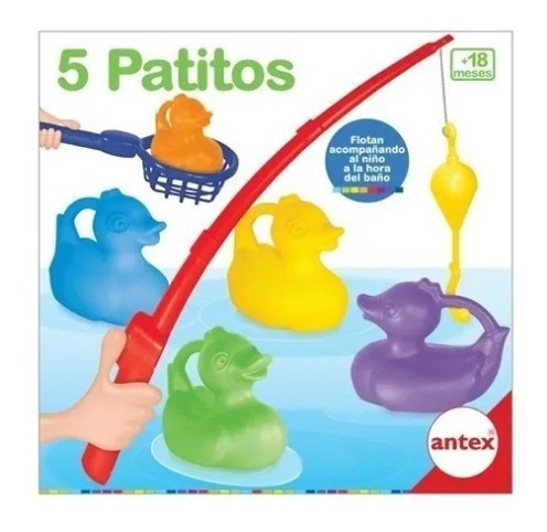 Caña Pescar 5 Patitos Jgo P/ Agua Baño Bebe Antex Lloretoys 