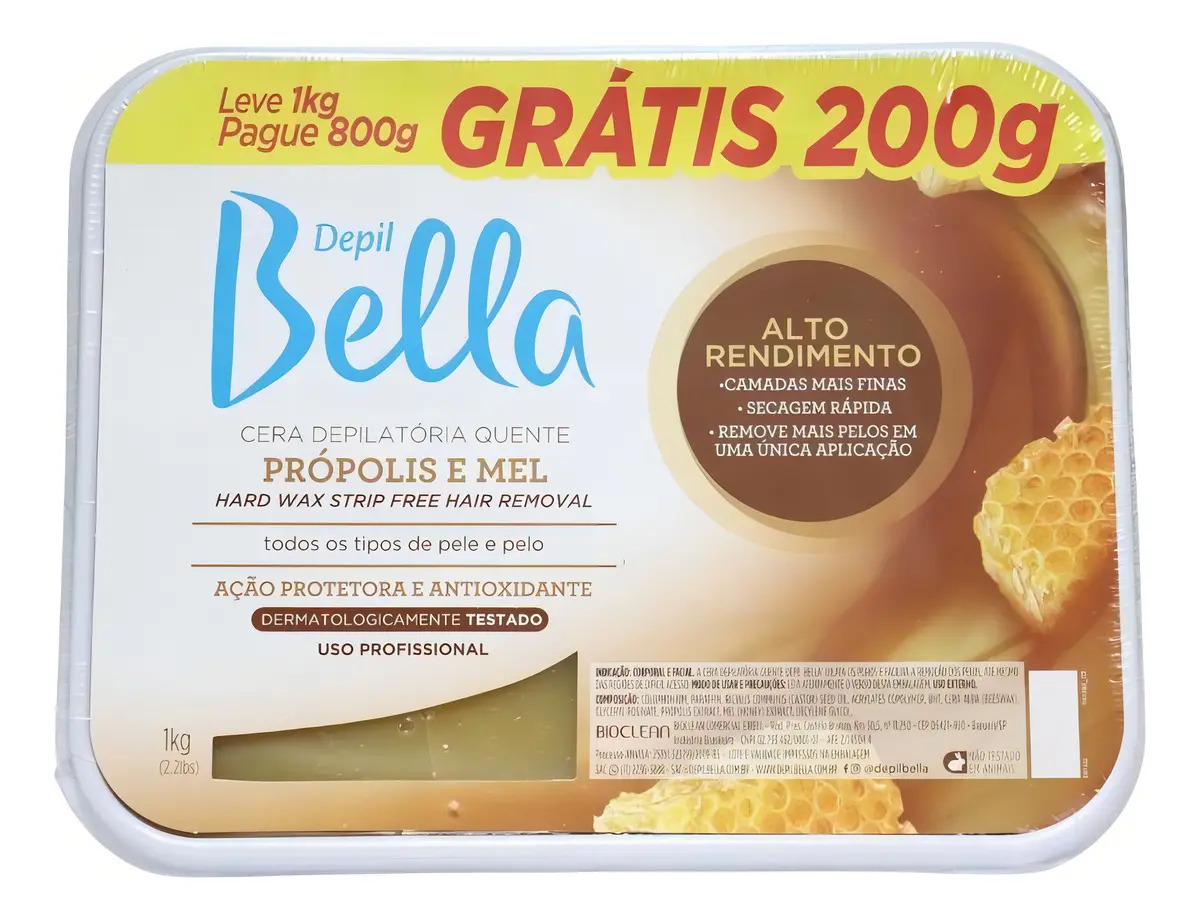 Depil Bella Cera Depilatoria Quente Propolis 800g Grátis 200g