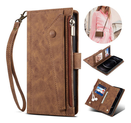 Estuche Tipo Billetera Clutch Cards Para iPhone Mujer A