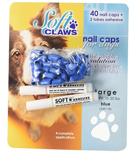 Canine Soft Claws Dog Nail Caps Take Home Kit, Grande, Azul