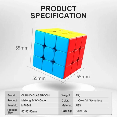 Imagen 3 de 10 de Cubo Rubik 3x3 Puzzle Cubers Moyu Meilong 3x3x3 De Velocidad
