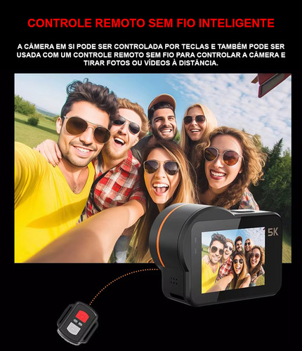 Câmera Acão Ultra 5k Sport Wifi+ 64gb Bateria Carregador V10 Cor Preto