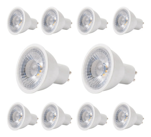 Pack 10 Ampolletas Led Gu10 7w 38° Luz Cálida / Fría 