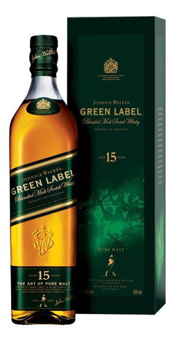 Imagen 1 de 7 de Whisky Johnnie Walker Green Label 1000ml En Estuche Ed Vieja