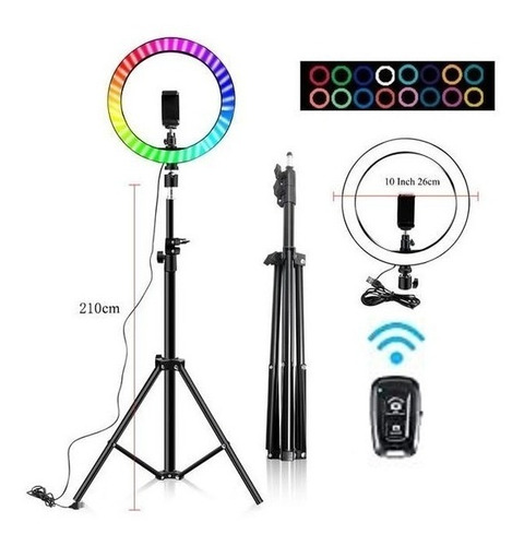 Imagen 4 de 8 de Aro Anillo Selfie Luz Led Rgb Tripode Ring Light Usb Celular