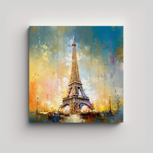70x70cm Cuadro Decorativo Estilo Moderno Torre Eiffel Textur